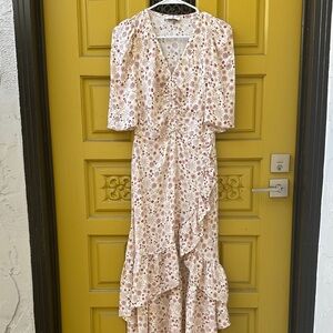 Floral Cream Wrap Dress